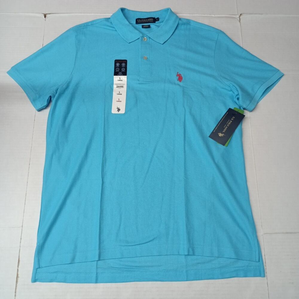 U.S. Polo Assn. Polo Shirt Men's Size L River Blue Stretch
